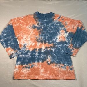 We The Free Blue and Orange Long Sleeve Tie-Dye Shirt Size Medium